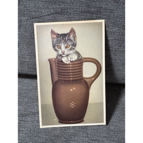 Vintage Framed Cat Ephemera Alfred Mainzer Cat‎ Postcard Number 326